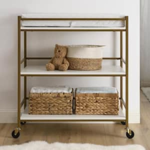 Delta Children Jade Changing Table, White Melamine with Melted Bronze