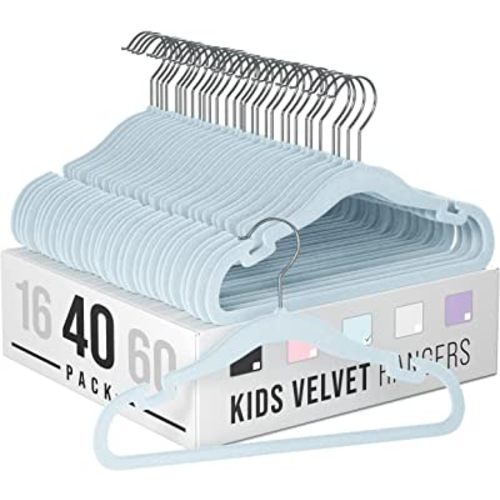 Amazon.com: Clothes Baby Hangers for Closets - Unique Notches for Non Slip. Heavy-Duty Velvet Kids & Toddler Hangers for Closet | Ultra Thin Design for Space Saving. Ganchos De Ropa para Bebe (40 Pack Blue) : Home & Kitchen