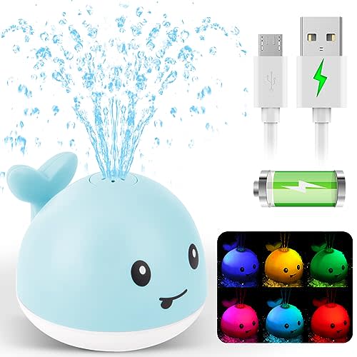 Gigilli Baby Boy Bath Toys, Whale Bath Toy Sprinkler Light up Bath Toys for Babies 6-12 Months Kids Ages 1-3, Water Pool Bathtub Toys Toddlers Infant, Newborn Baby Valentines Gifts Boys 1st Birthday