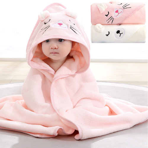 Hooded Baby Towel,2x Soft Bath Towel for Baby, Newborn,Infant - Ultra Absorbent,Natural Baby Stuff Towel, Coral Velvet Coral Fleece Bath Towel for Boys Girls 31.5 X 31.5''