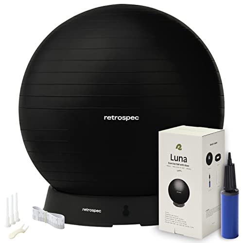 Retrospec Luna Exercise Ball, Base & Pump/Ball & Pump with Anti-Burst Material - Fitness Gym Swiss Ball - Perfect for Balance, Stability, Yoga, Pilates, Pregnancy & Birthing