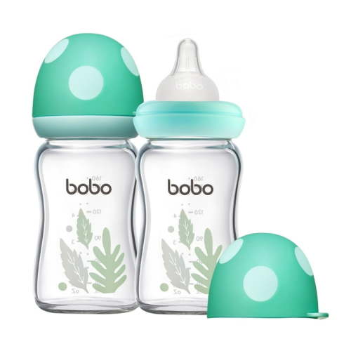 YOHKOH Mushroom Cap-Glass Baby Bottles,Wide Bore Transparent Baby Bottle,6 ounce