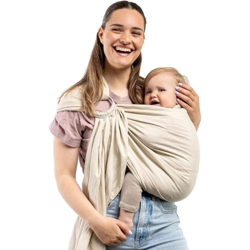 Boba Ring Sling Baby Carrier Newborn to Toddler - Lightweight & Breathable Baby Sling Carrier, Hip-Healthy Baby Carrier Sling, Baby Wrap Carrier for Front & Hip Carry, 8-35 lbs (Pampas)