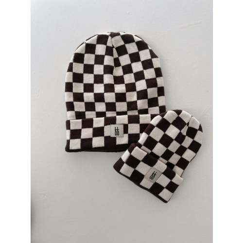 ff Knit Beanie | Coffee & Cream Checkerboard – forever french baby