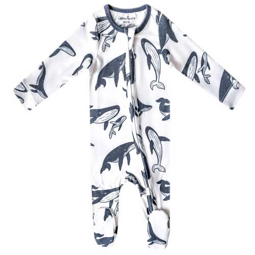 3-6 Months: Zip-Up Footie Pajama - Cove