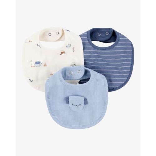 Baby 3-Pack Dog Bibs - Blue/Ivory - Carter's | Carter's
