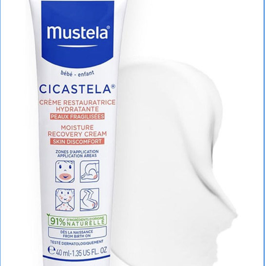 Mustela Cicastela Moisture Recovery Cream - Multipurpose Baby Ointment for Skin Discomfort - with Natural Avocado & Hyaluronic Acid - Fragrance-Free - 1.35 fl. Oz