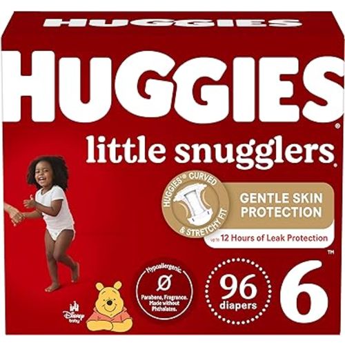 Huggies Size 6 Diapers, Little Snugglers Baby Diapers, Size 6 (35+ lbs), 96 Count (2 Packs of 48), Packaging May Vary