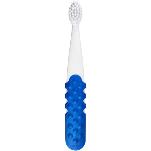 RADIUS Totz Plus Toothbrush For Kids with Silky Soft Bristles Brush ADA Accepted Designed for Delicate Teeth & Gums for Children 3 Years & Up - White Blue - Pack of 1