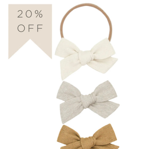 Linen Bow 3 Pack: Oatmeal Headbands