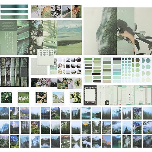 Tenare 114 Pcs Aesthetic Scrapbook Kit DIY Junk Journaling Supplies Scrapbooking Materials for Bullet Junk Journal, Art Journaling, Vintage Collage Album Gift for Adults Women Beginner(Nice Style)