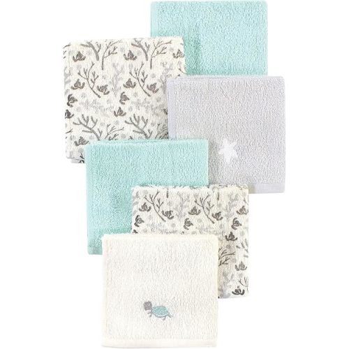 Luvable Friends Unisex Baby Super Soft Cotton Washcloths, Sea Turtle, One Size