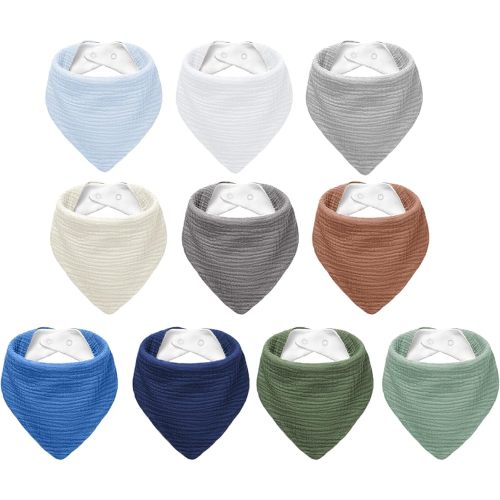Muslin Baby Bibs,Baby Bandana Drool Bibs 100% Cotton for Baby Boy Girl,Solid Colors Bib for Drooling Teething