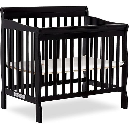 Dream On Me Aden 4-in-1 Convertible Mini Crib In Black, Greenguard Gold Certified, Non-Toxic Finish, New Zealand Pinewood, With 3 Mattress Height Settings