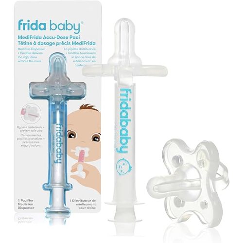 Frida Baby Medicine Pacifier, Medi Frida Baby Medicine Syringe & Accu-Dose Pacifier, Baby Medicine Dispenser for Mess & Fuss Free Use