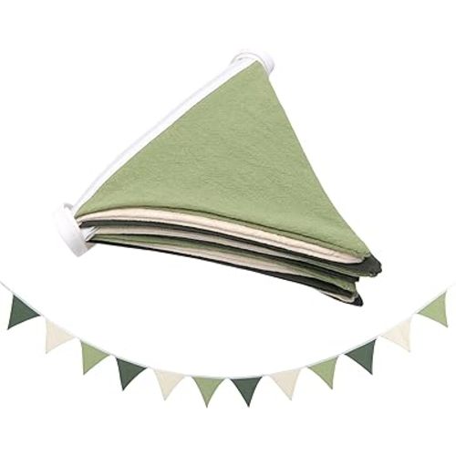 Pennant Banner Flags, Toddler Room Decoration Pennant, Garland Triangle Banners Fabric, for Nursery Decor Baby Birthday Boho Wedding Shower Party Event. (Sage Green Pennant Banner Flags)