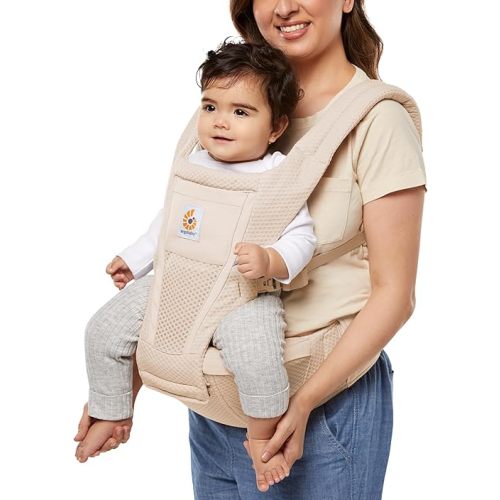 Ergobaby Alta Hip Seat All-Position Breathable Mesh Hip Seat & Carrier, Natural Beige