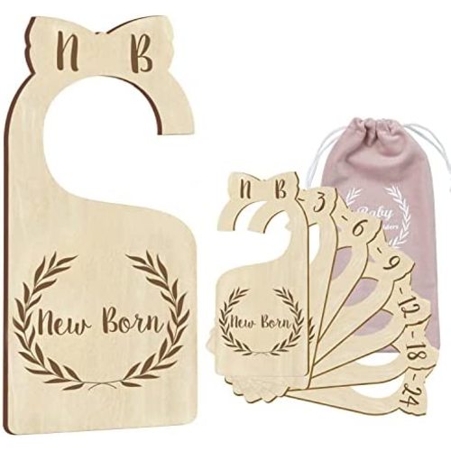 [Upgraded]Premium Wood Baby Closet Dividers,Set of 7,from Newborn to 24 Month,Baby Closet Organizers,Nursery Decor,Baby Clothes Organizers (DoubleSided-1)