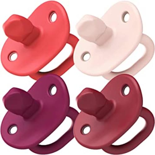 Boon Jewl Silicone Orthodontic Pacifier - Baby Pacifier with Soothing Gem Shaped Nipple - Comfortable Newborn Pacifiers Support Natural Oral Muscular Development - Pink - 4 Count - 0+ Months