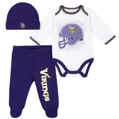 3-Piece Baby Boys Minnesota Vikings Bodysuit, Footed Pant, and Cap Set – Gerber Childrenswear