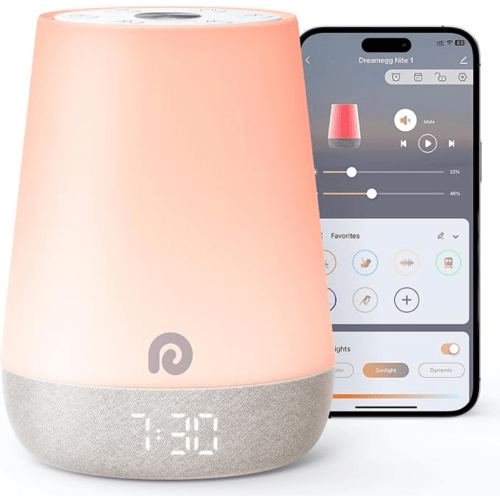 Dreamegg Sound Machine Baby - White Noise Sound Machine Baby With Night Light, Ok to Wake Alarm Clock, 34 Soothing Sounds, Sleep Trainer, Routine Builder, App Control for Kids Nursery Sleeping Bedroom