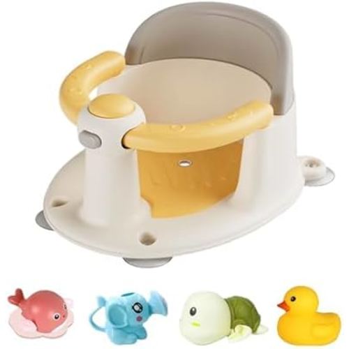 Baby Bath Seat for Infant Toddler 6 Months and up, Portable Foldable Non-Slip Baby Bathtub Seat 4 Secure Suction Cups for Baby Sitting Up (Yellow)