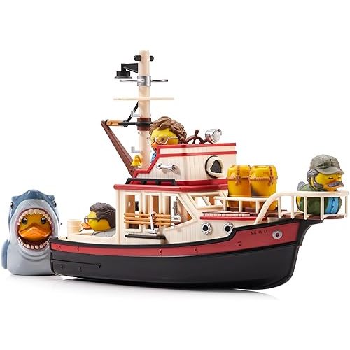 TUBBZ Jaws Floating Orca Boat Model Collectible Bundle Bath Playset – Includes Bruce The Shark and Mini Quint, Hooper, and Brody Duck Figures