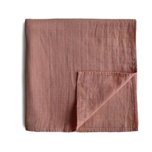 Mushie Muslin Swaddle Blanket Organic Cotton - Blue Flowers