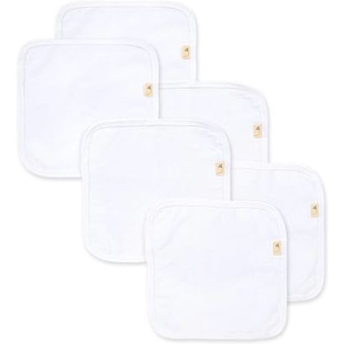 Burt's Bees Baby Infant Washcloths, 100% Organic Cotton, Soft and Super Absorbent Knit Terry Wash Cloth - 6 Pack Set
