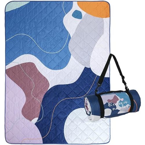 Exclusivo Mezcla Waterproof Picnic Blanket 60x80 Inches Large Multicolor Floral Polyester Sandproof Modern Camping Blanket