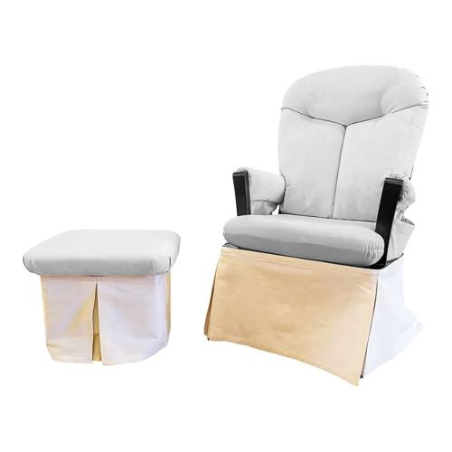 Universal Fit Safety Skirt for Glider Chair and Ottoman for Nursery, Baby Proofing Pinch Guard, Glider Chair and Ottoman Sold Separately, Ivory Beige Color