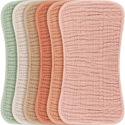 Konssy Muslin Baby Burp Cloths Sets for Unisex- 6 Pack Large 100% Cotton Burping Clothes for Newborn, Baby Girls and Boys