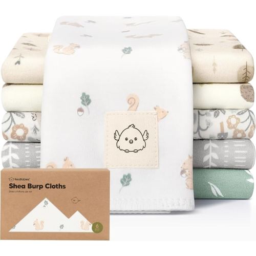 Organic Burp Cloths Baby Boy, Girl - 6-Pack Large Cotton Burping Cloths for Babies, Spit Up Rags, Super Absorbent, Ultra Soft Newborn Rag, Gender Neutral, Machine Washable, Durable (Prairie)