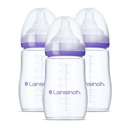 Lansinoh Anti-Colic Baby Bottles for Breastfeeding Babies, 8 Ounces, 3 Count, Includes 3 Medium Flow Nipples, Size M, Lanisnoh 8pz 3pk med flow - Walmart.ca