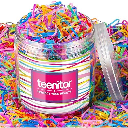 Teenitor Color Elastic Hair Bands, Hair Ties,2000pcs Multi Color Hair Holder Hair Tie Elastic Rubber Bands for Baby Girls