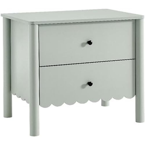 Modway Emmeline Scalloped 2-Drawer Nightstand in Sage