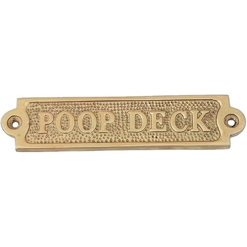 New Age Imports, Inc. Brass Poop Deck Sign 6" - Solid Brass Wall Plaque - Novelty Sign