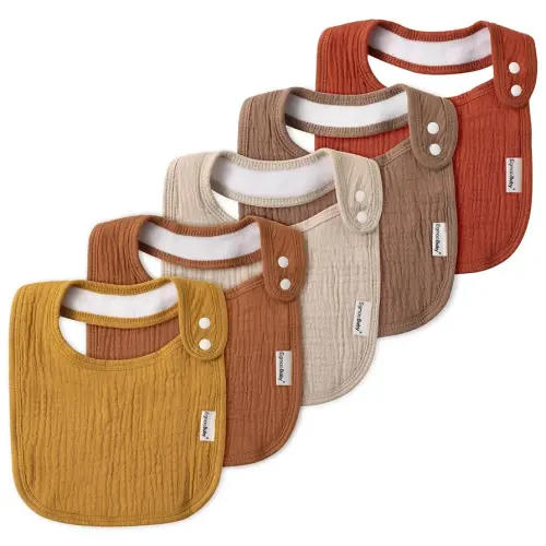 Muslin Bibs for Baby Boys Girls,Organic Muslin Baby Bib for Drooling and Teething,Soft Bandana Drool Bibs 5 Pack