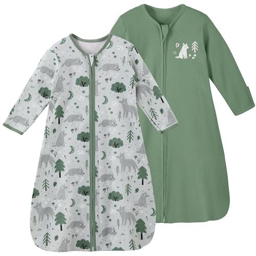 Yoofoss Baby Sleep Sack 0-6 Months Long Sleeve Wearable Blanket Baby 100% Organic Cotton 2-Way Zipper 0.5 Tog Newborn Sleeping Sack, Lightweight(Small)