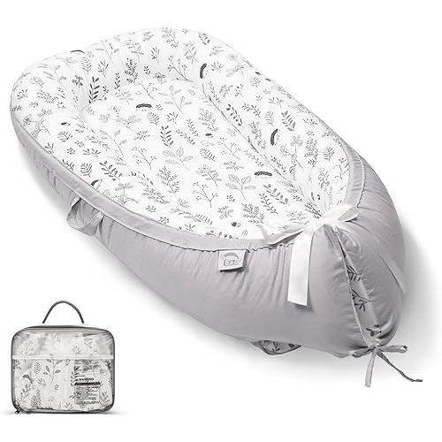 EAQ Baby Lounger, Snuggle Me Lounger, Portable Baby Nest Breathable & Soft, 100% Cotton Baby Lounger Pillow, Safe Baby Bassinet for Co-Sleeping, Nursery, Travel, Playtime