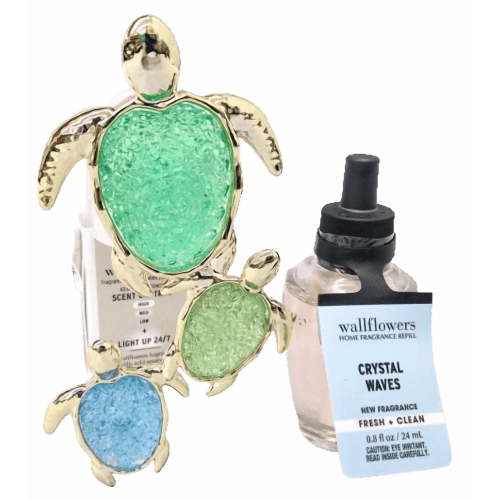 Bath & Body Works Wallflowers Turtle Trio Nightlight, Scent Control, Crystal Waves Refill