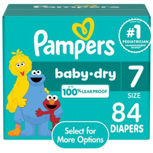 Pampers Baby Dry Diapers Size 7, 84 Count (Select for More Options)