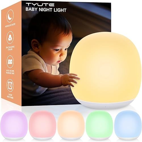 Night Light for Kids, Baby Light for Nursery with 8 RGB Colors Changing, Egg Night Light with 1H Timer & Touch Control, Soft BPA Free Portable Dimmable Night Lamp for Kids Room