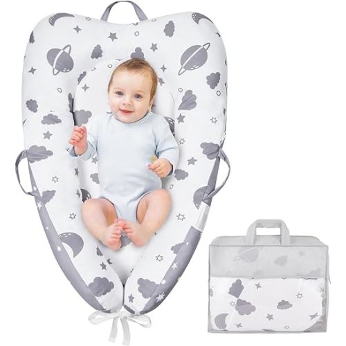 Baby Lounger -Lilian&Gema Infant Lounger for Newborn 0-24 Months, Soft Washable Baby Nest Cover, Newborn Lounger Pillow for Home and Travel, Baby Gifts