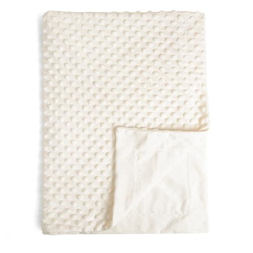 david's kids Minky Baby Blanket for Girls, 40x50 Inches Soft Lightweight Micro Fleece Baby Blanket with Double Layer, Dotted Backing, Breathable Receiving Blanket for Newborns, Cream