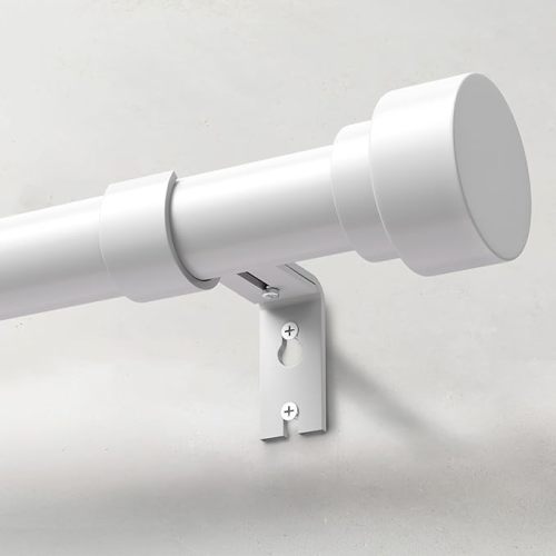 Heavy Duty Curtain Rods for Windows 72 to 144 Inch, 1 Inch Adjustable White Curtain Rod Set with Easy Installation and Modern Design (A1,White,30-150")