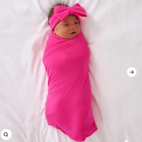 Mighty Magenta Swaddle & Luxe Bow Headband Set | Little Sleepies