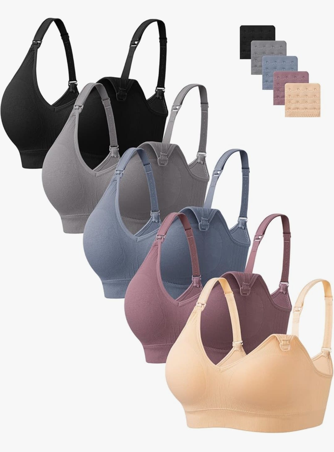 HBselect Nursing Bras for Breastfeeding Women Maternity Bras Seamless Wireless Pregnancy Sleep Bra with Bra Extenders