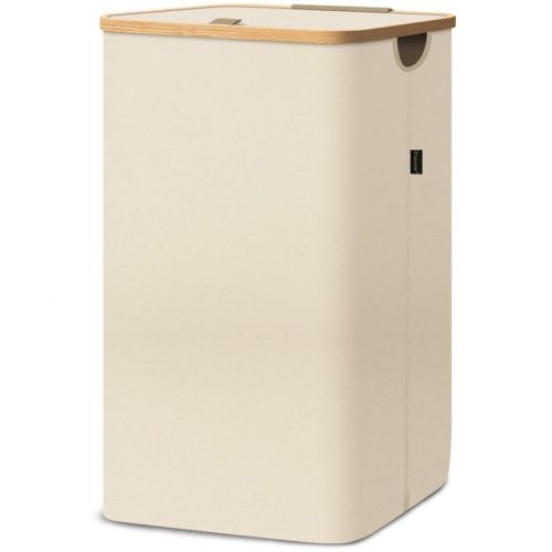 HOMLUX 2.8bu Laundry Hamper with Lid, Bamboo Pull Handles, Internal Support