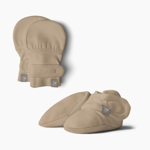 Goumi Kids Stay on Baby Mitts + Boots Bundle - Sandstone, 0-3 M